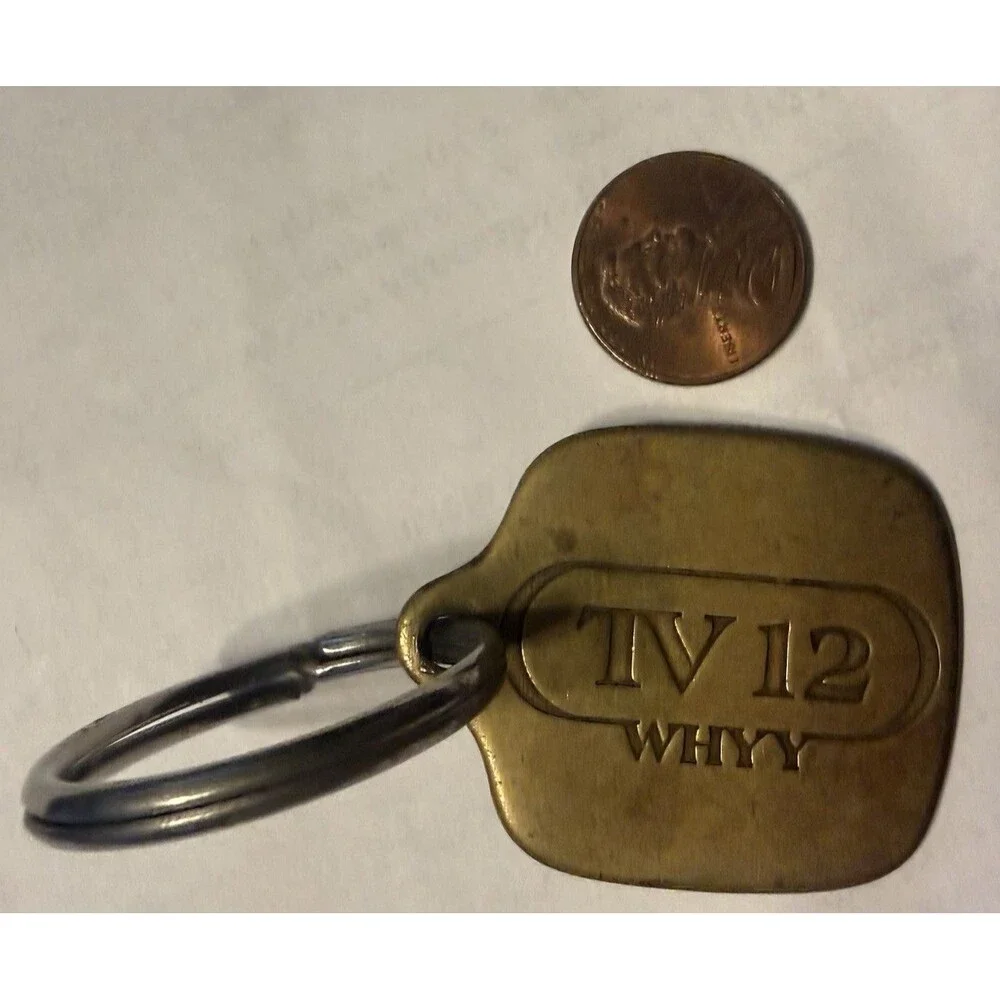 Vintage Top Brass TV12 WHYY PHILADELPHIA Station Key Fob Ring SecurAKey
